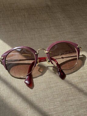 Miu Miu SMU53R Sunglasses UA5-0A6 Purple Gold Cat Eye Italy 52-23 140